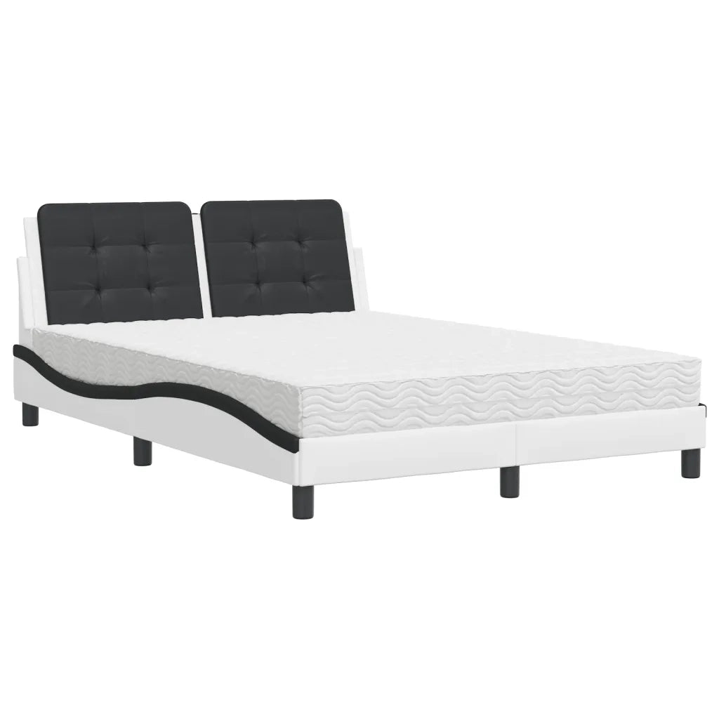 Letto con Materasso Zadar Bianco e Nero 140x200 cm in Similpelle