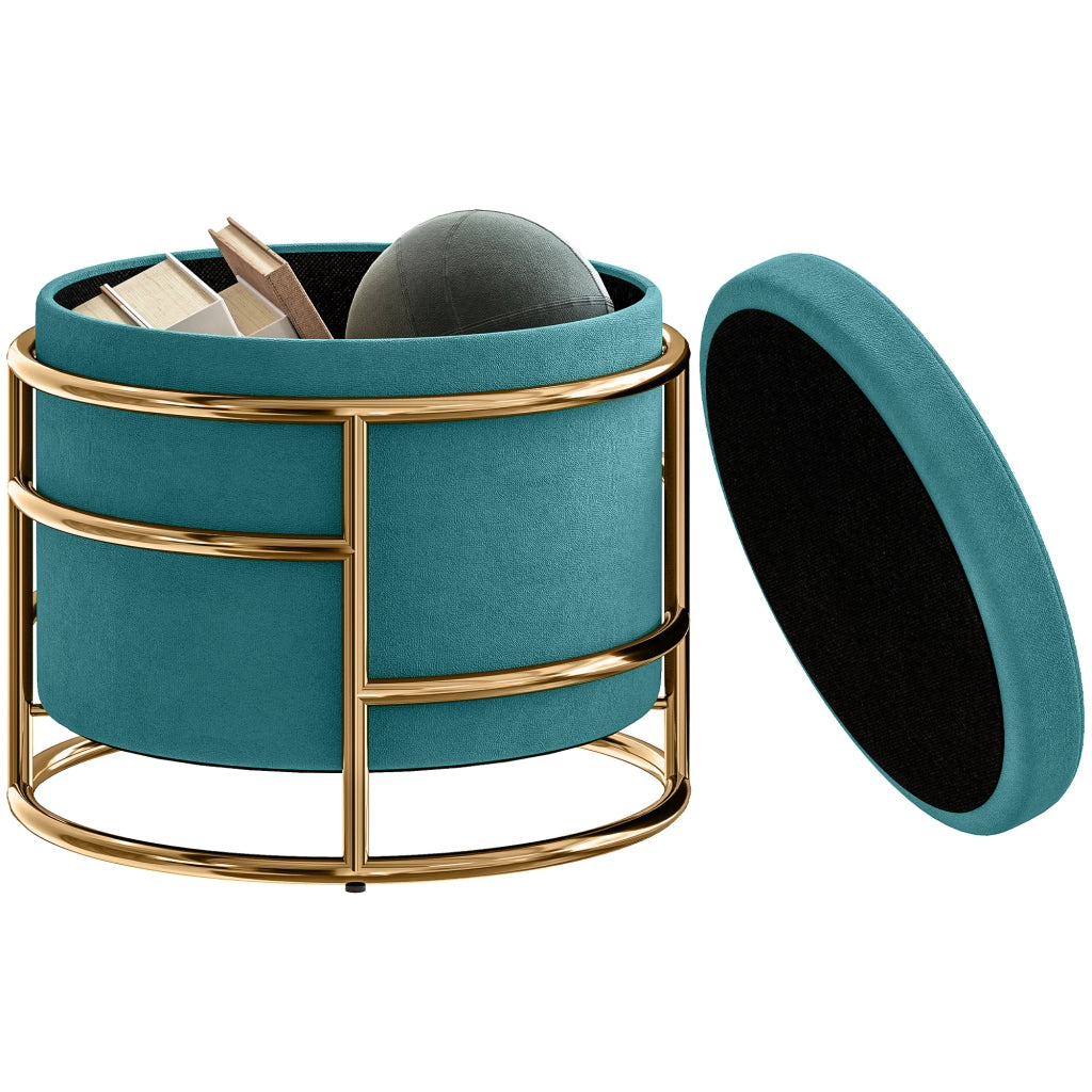 Pouf Contenitore Rotondo ¨C Xylo ¨C Velluto Verde ?42x39cm 24L