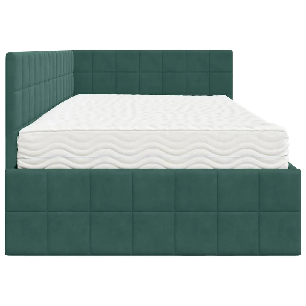 Struttura Letto Angolare con Materasso 2 pcs Verde Velluto 3393930
