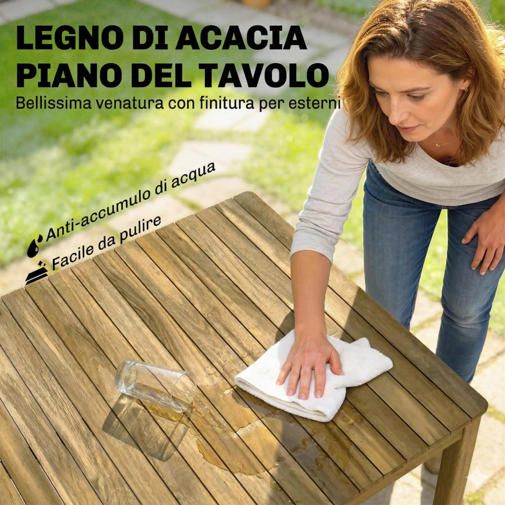 Set da pranzo 5 pezzi ¨C Minimal ¨C tavolo e sedie in teak per 4 persone