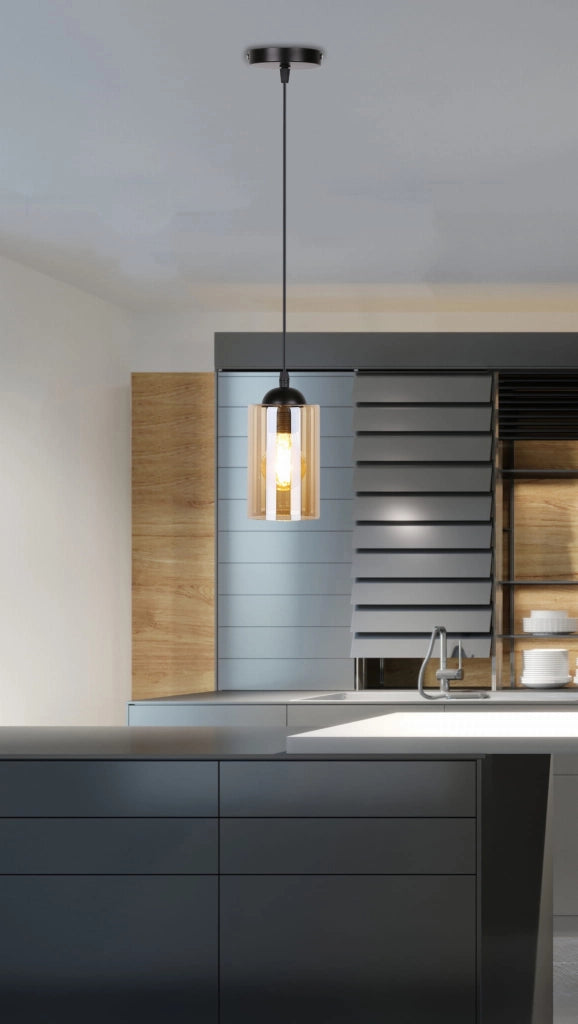 Lampada a sospensione Candellux Bistro vetro ambra E27