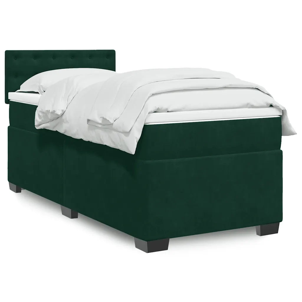 Giroletto a Molle con Materasso Verde Scuro 90x190 cm Velluto