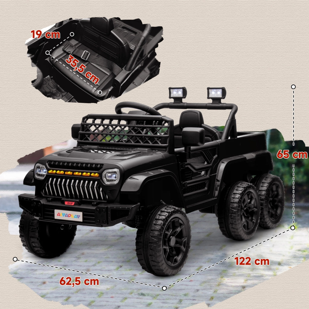 Auto Elettrica Buggy per Bambini ¨C Xylo ¨C 2 Motori 12V con Rimorchio Nero 122x62.5x65cm