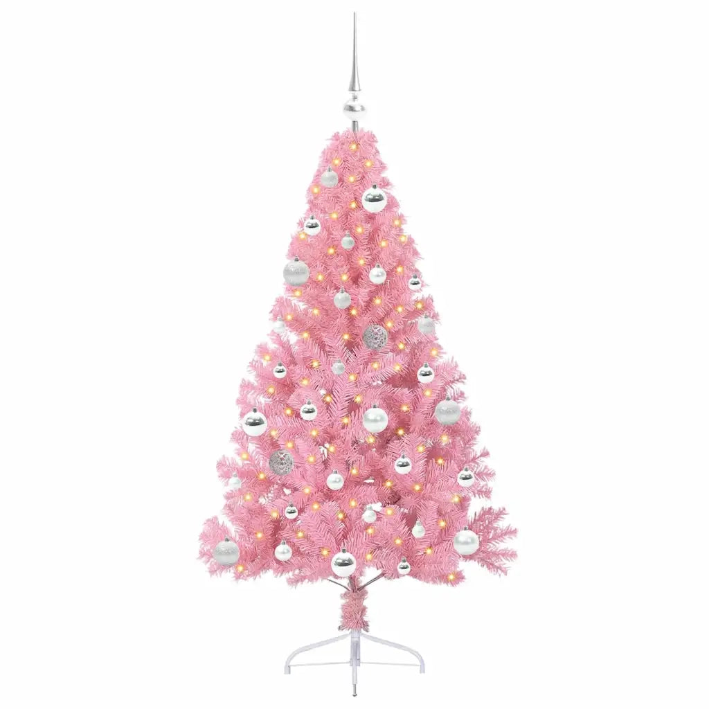 Albero di Natale | Decorazioni natalizie artificiale con luci integrate Rosa 150 cm PVC