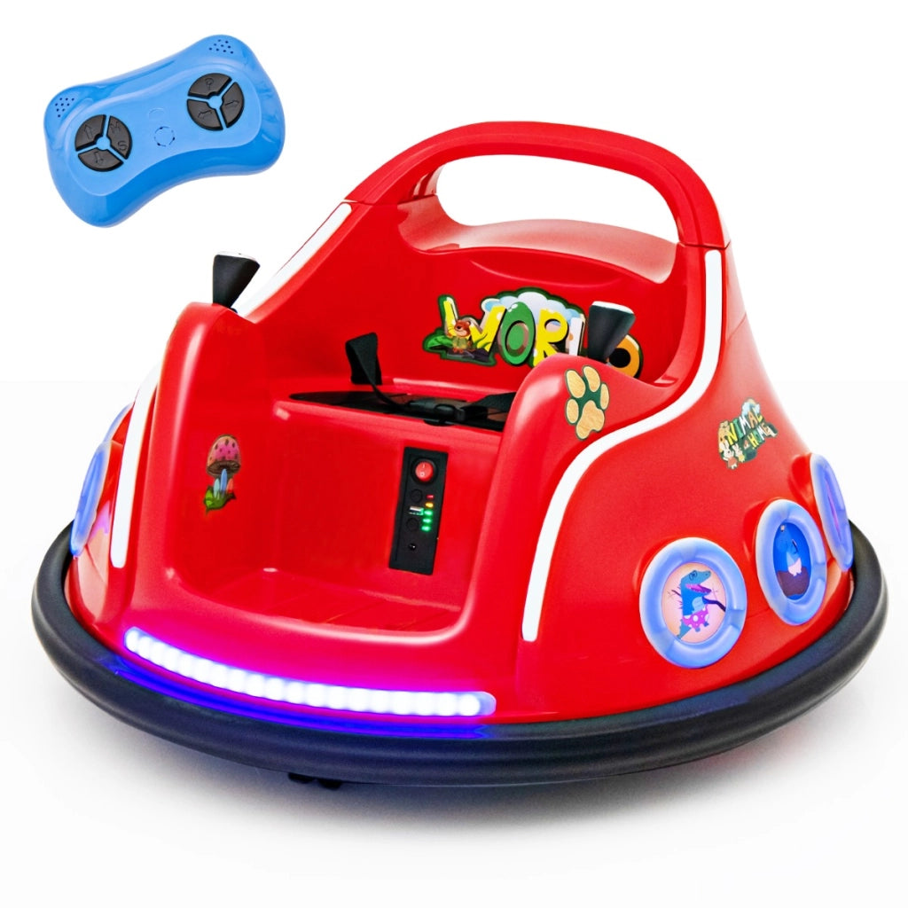 Autoscontro elettrico per bambini 12V, Macchina girevole a 360¡ã telecomando luci musica connessione wireless Rosso