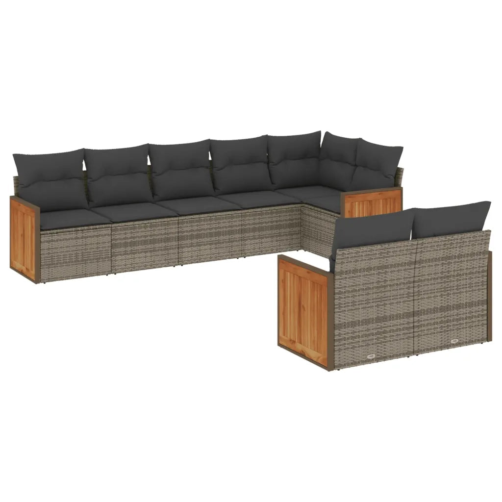 Set Divano da Giardino 8 pz con Cuscini Grigio in Polyrattan 3260233