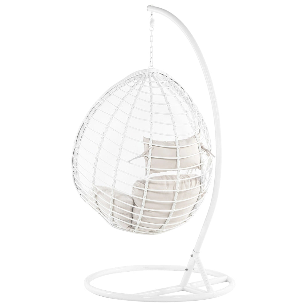 Sedia sospesa poltrona pensile in rattan sintetico bianco altalena a forma di uovo in vimini rustico Boho