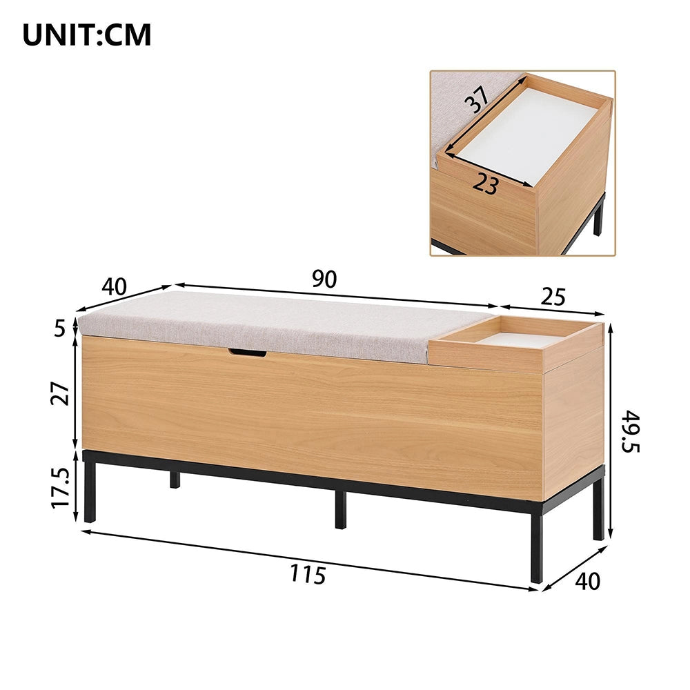 Panca Ingresso 115x49.5x40cm - Xylo - con Seduta e Contenitore, Colore Naturale