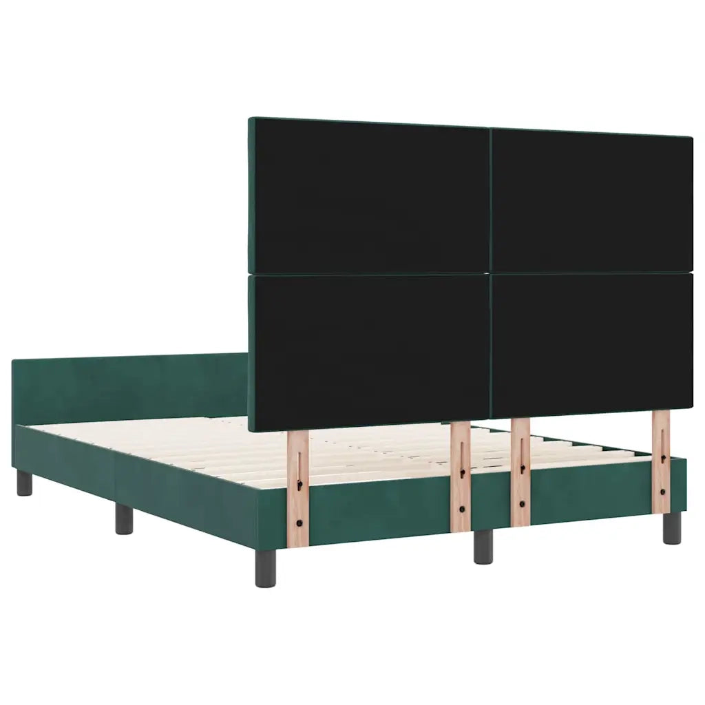 Letto a molle con testiera Verde Scuro 140 x 190 cm Velluto 3345008