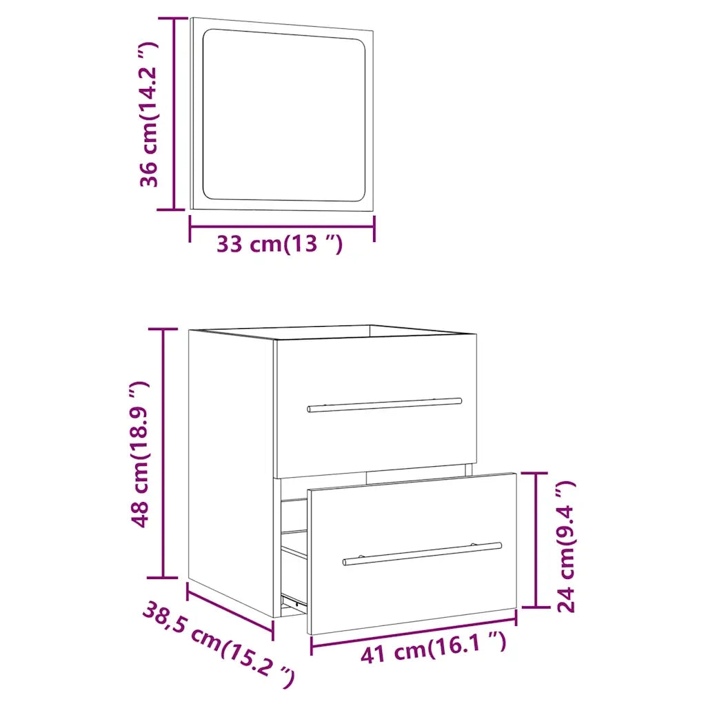 Mobile da Bagno con Specchio Bianco 41x38,5x48 cm 804818
