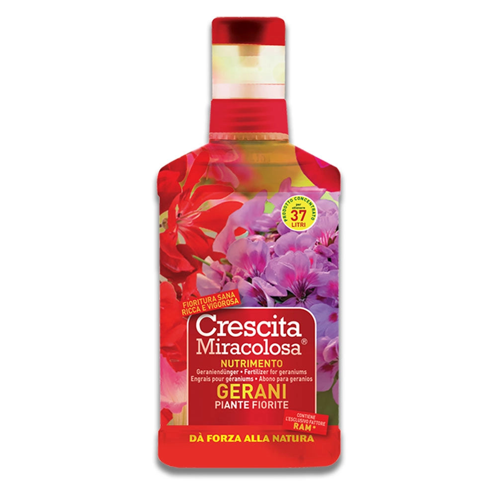CONCIME LIQUIDO 'GERANI E PIANTE FIORITE' ml 750  - CRESCITA MIRACOLOSA