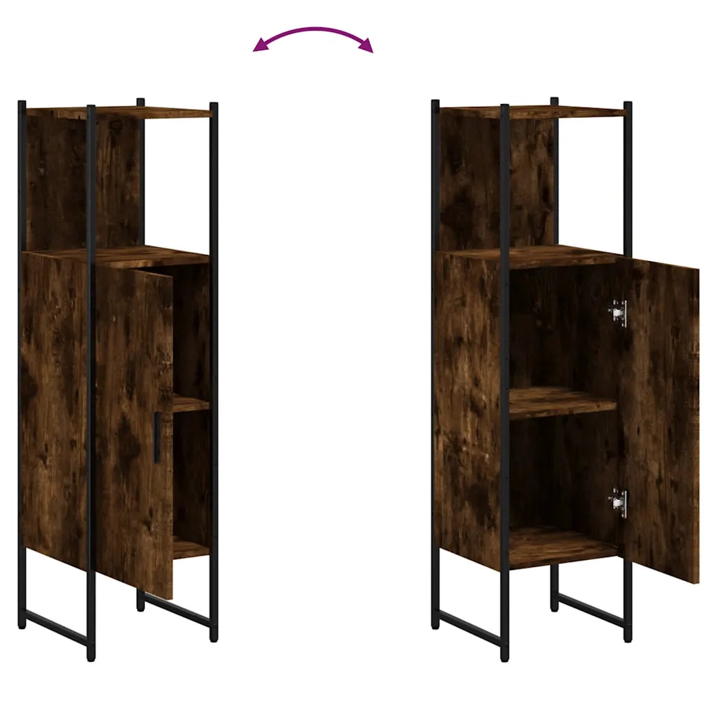 Mobile da Bagno Rovere Fumo 33x33x120,5 cm in Legno Multistrato 842468