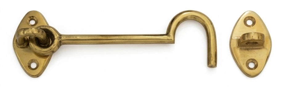 Gancio Fermapersiane Snodato con Incontro Ottone Lucido 100 mm 5 pezzi