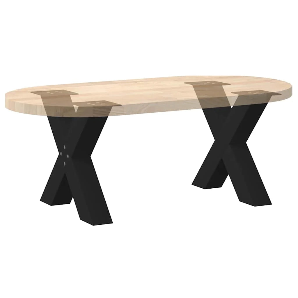 Set di 2 gambe regolabili per tavolino da caffè a forma di X 60 x 42-43 cm in acciaio nero 02_0057232