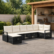 Set Divano da Giardino 7 pz Nero polyrattan 3435784