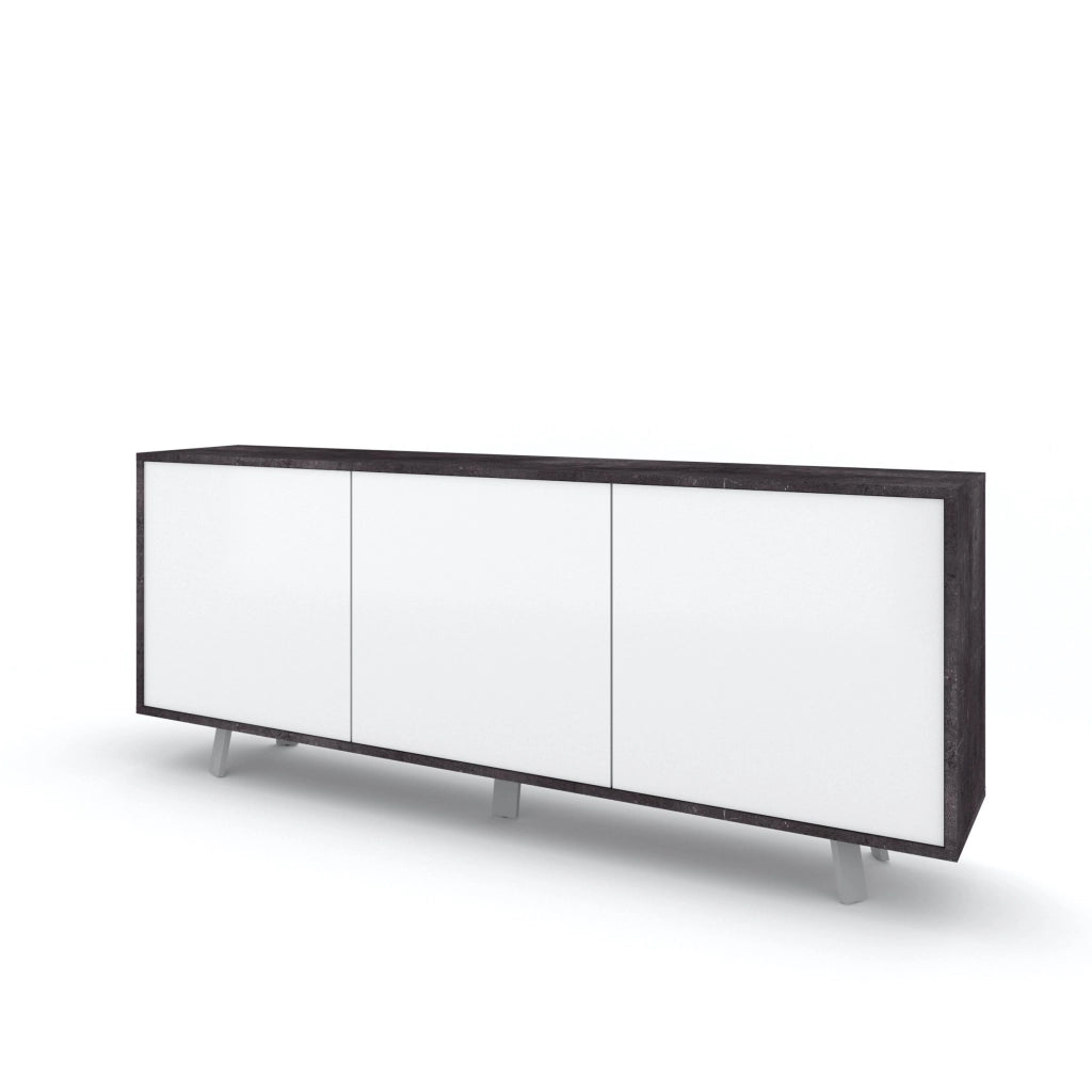 Buffet 3 ante VELBRUK nero pietra/bianco lucido
