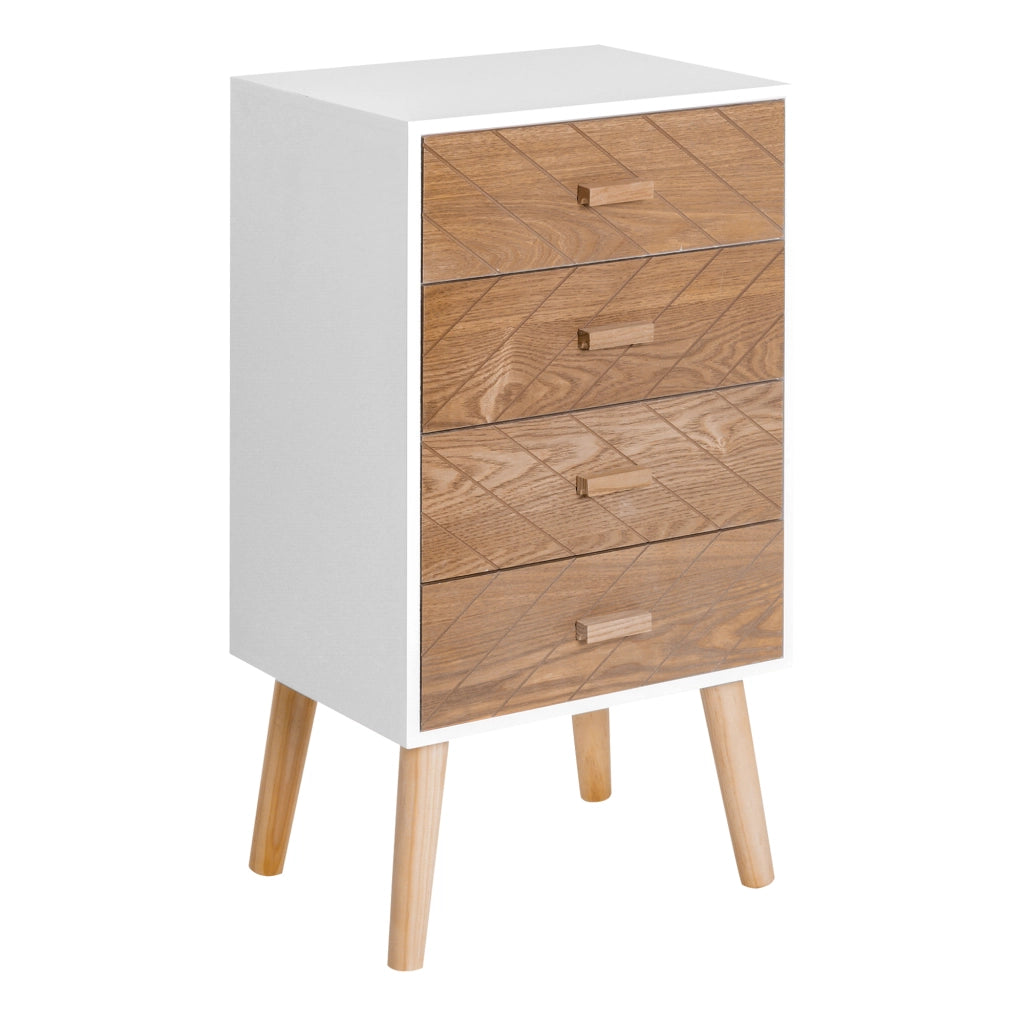 Cassettiera 4 Cassetti ¨C Zephmum ¨C Bianco Naturale 40x30x75 cm