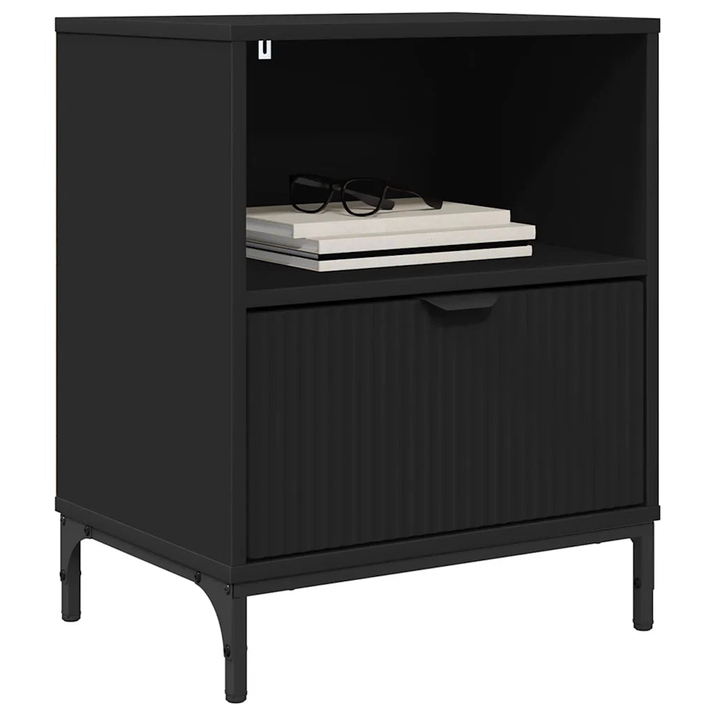 Comodini 2 pz-Set di 2 Tavolino da notte Nero 49 x 36 x 61 cm Legno multistrato