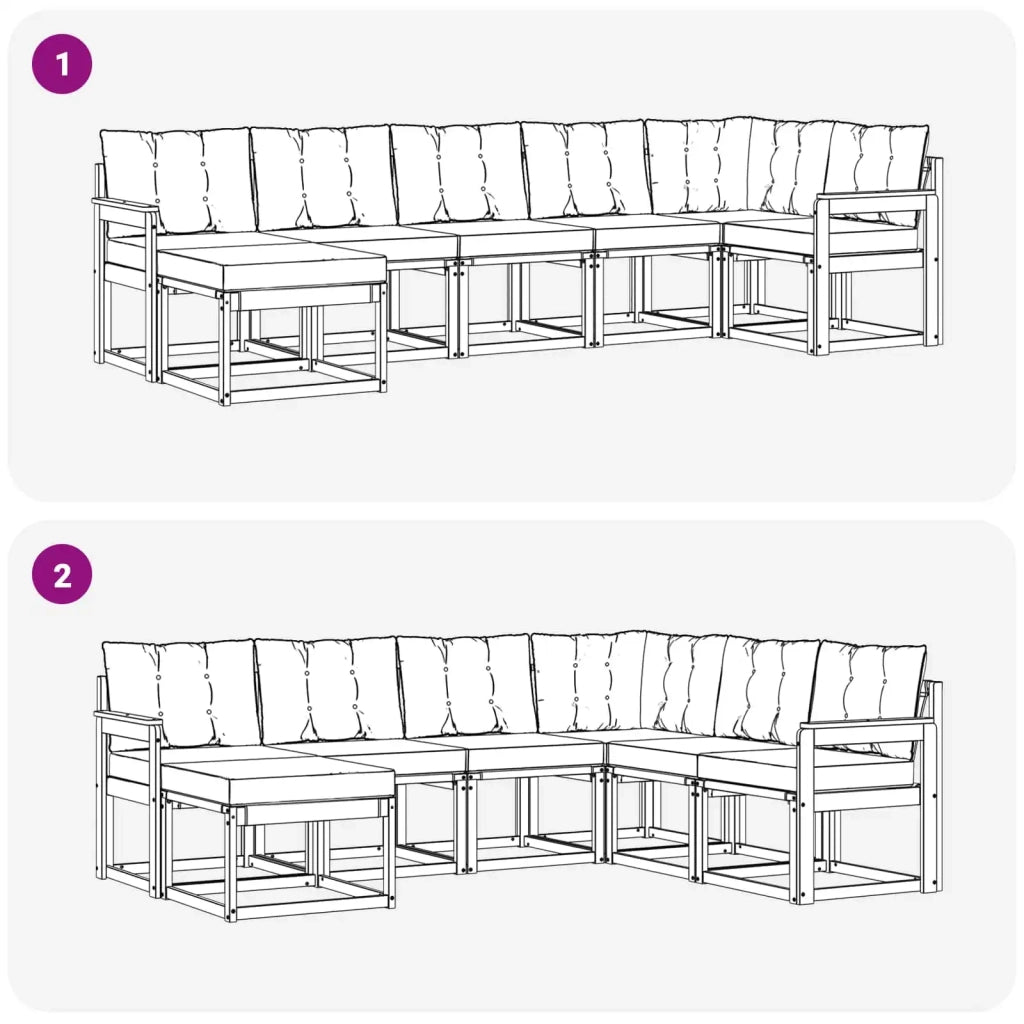 Set di divani da esterno 7 pcs Bianco e Grigio Chiaro 3389685