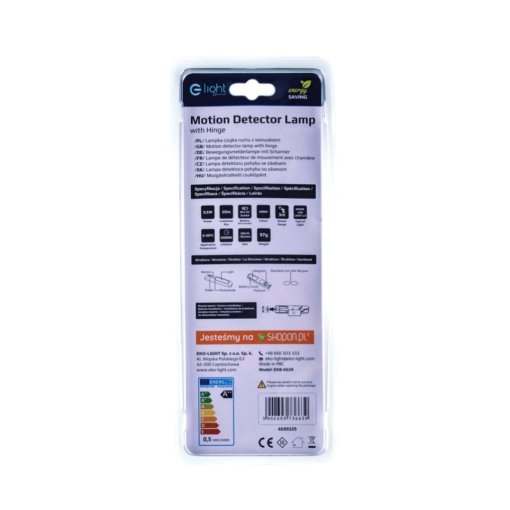 Lampada sottopensile LED 0,5W sensore movimento 4000K Eko-Light