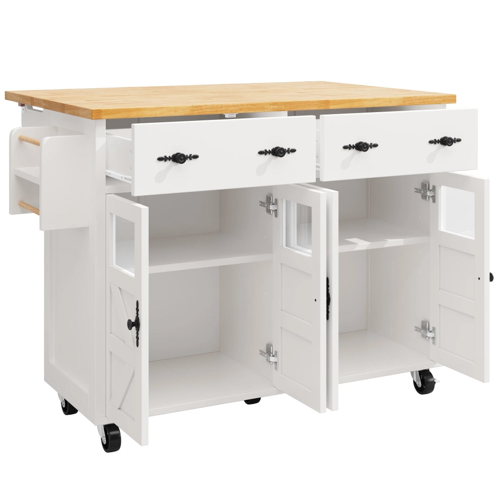 Carrello da cucina con cassetto; ripiani regolabili e 5 ruote con freno per cucina e soggiorno; bianco