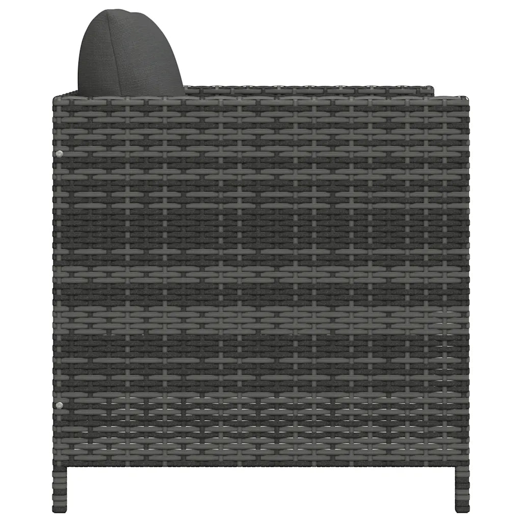 Divano da Giardino con Cuscini Grigio in Polyrattan 313496
