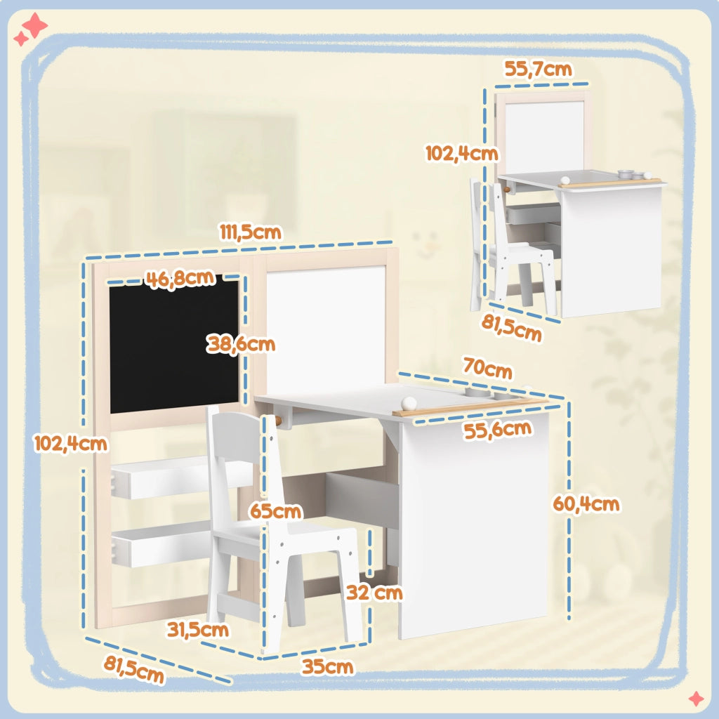 Tavolo bambini pieghevole con sedia ¨C zephmum ¨C bianco