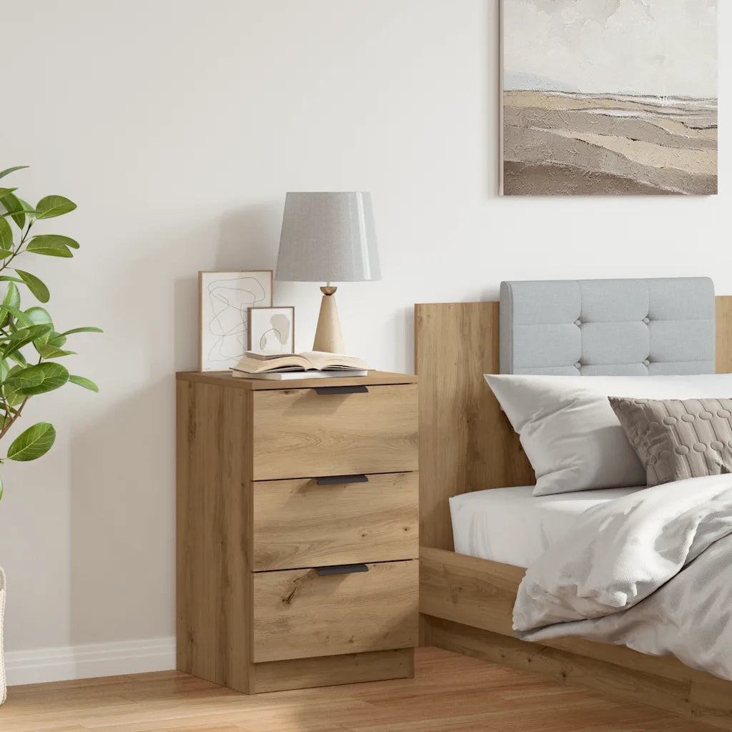 Comodino | Armadio da Notte | Mobiletto da notte Rovere Artigianale 40x36x65 cm in Legno Multistrato