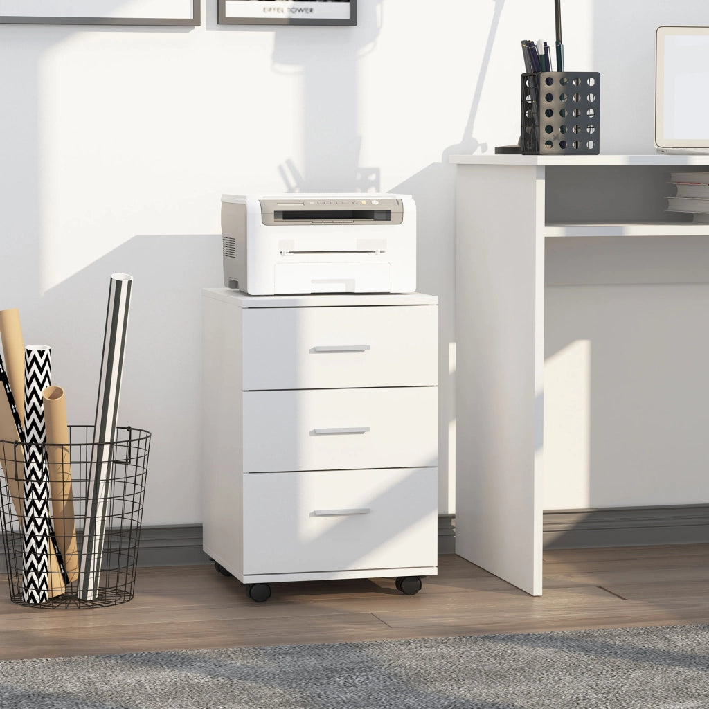 Cassettiera ufficio con serratura e rotelle ¨C Xylo ¨C 3 cassetti 40x40x61,5 cm bianco
