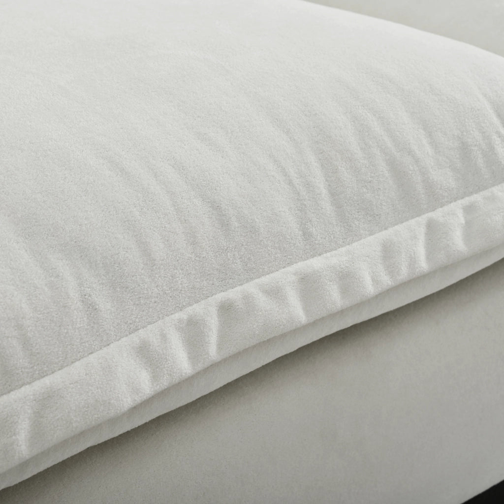Divano Angolare Modulare con Ottomane e Contenitore ¨C MINIMAL ¨C Chenille, Beige