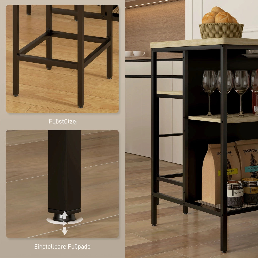 Set di sgabelli da bar con tavolino ¨C Minimal ¨C Nero/Rovere