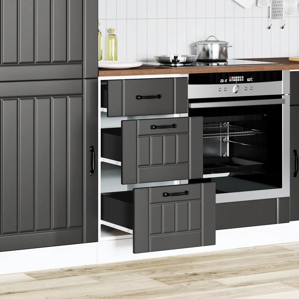 Mobiletto da cucina-Armadio da cucina "Lucca" Nero in legno ingegnerizzato 328783