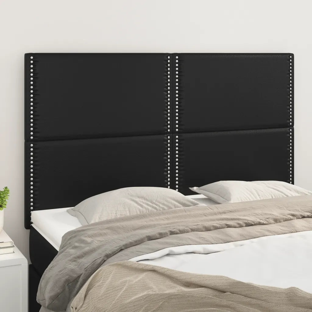 Testiera-Testata-Testiera Decorativa Nera 144x5x118/128 cm in Similpelle 944494