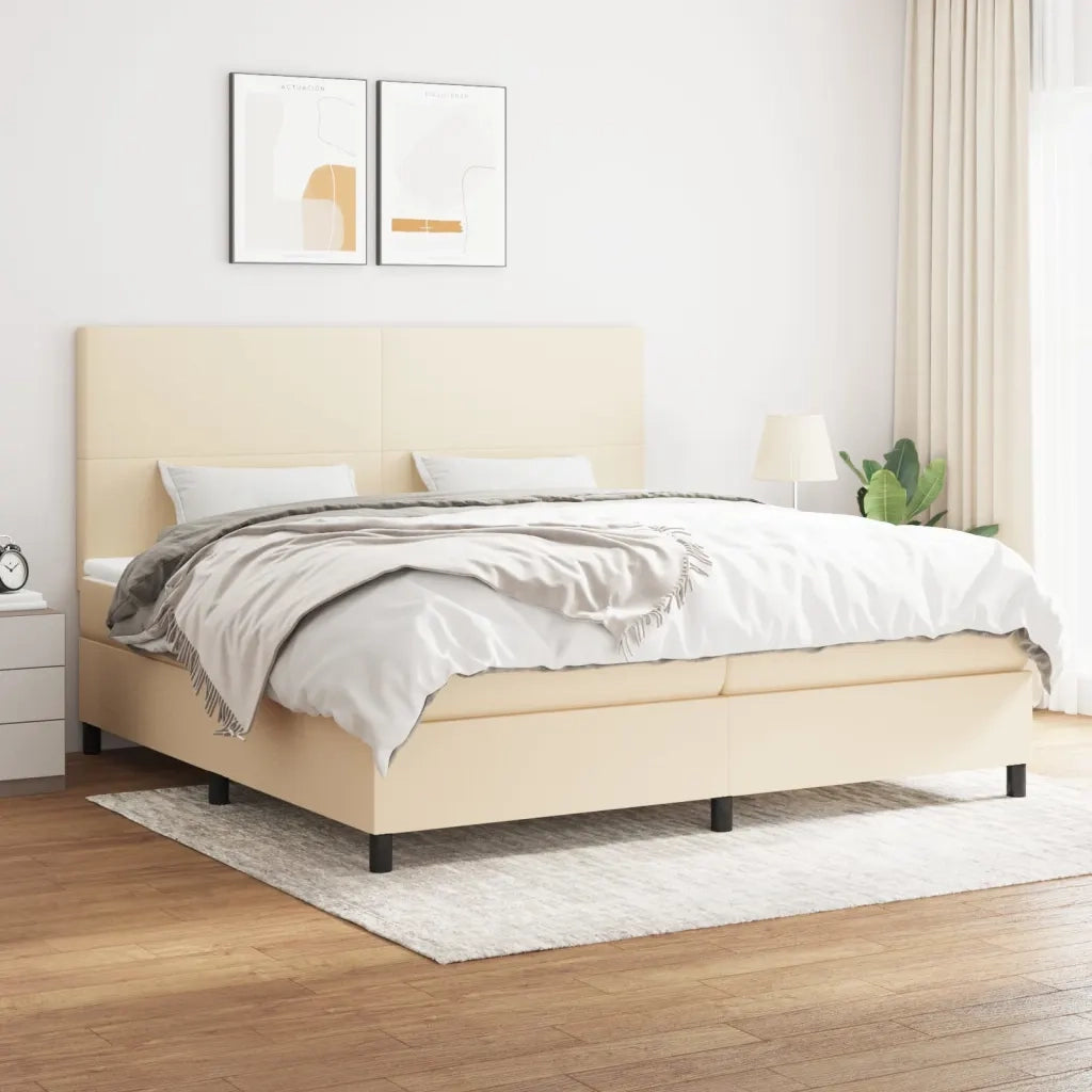 Giroletto a Molle con Materasso Crema 200x200 cm in Tessuto 3141646