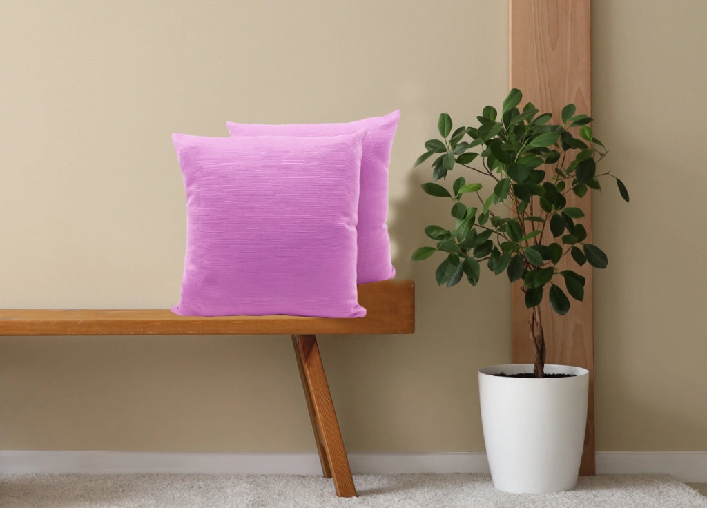 Coppia Cuscini Arredo Imbottiti Tessuto Ottoman In Tinta Unita Colore Glicine 42 - 40x40 - Glicine 42
