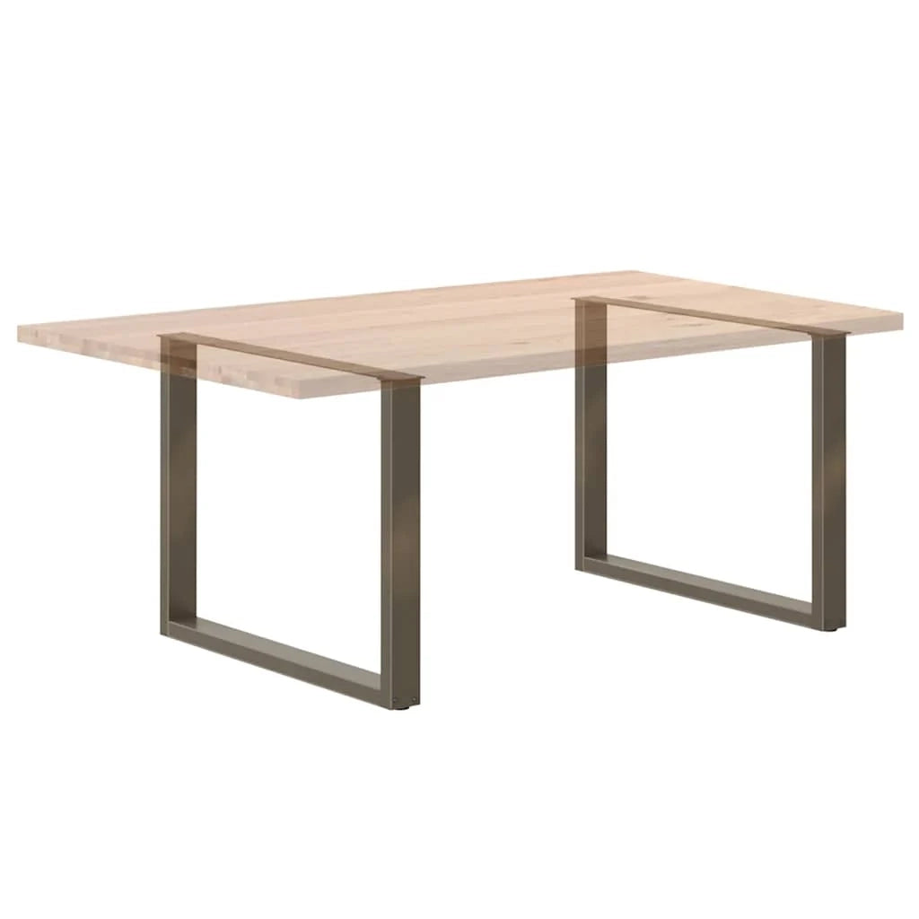 Set di 3 gambe per tavolo da pranzo a forma di U 100 x 72-73 cm con piedini regolabili stile moderno acciaio naturale 02_0057455