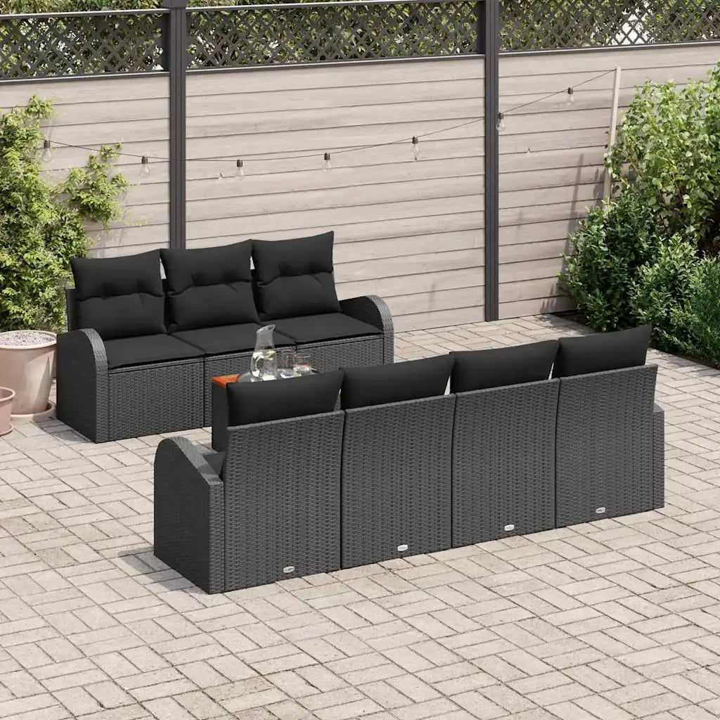 Set Divano da Giardino con archiviazione 8 pcs Nero polyrattan 3356210