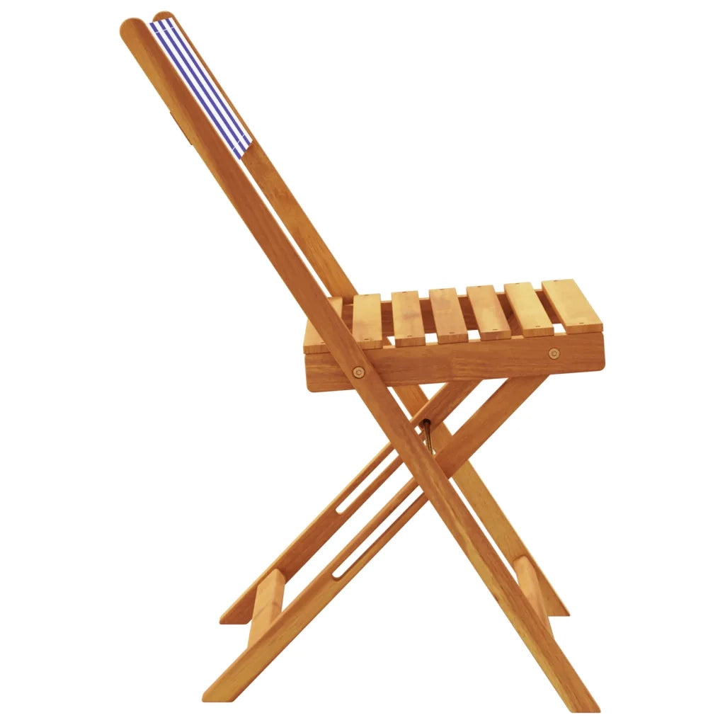 Sedie Bistr¨° 2 pz | Sedie da Esterno Blu e Bianco Legno Massello Acacia e Tessuto