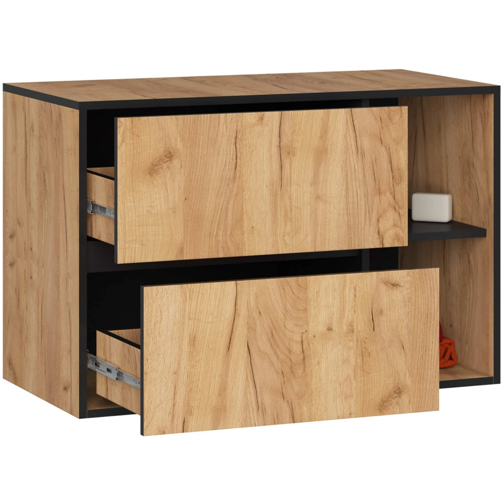 Mobile bagno sospeso senza lavabo VAMI Rovere Craft, Nero 90 cm 2 cassetti 90x45,5x60 cm