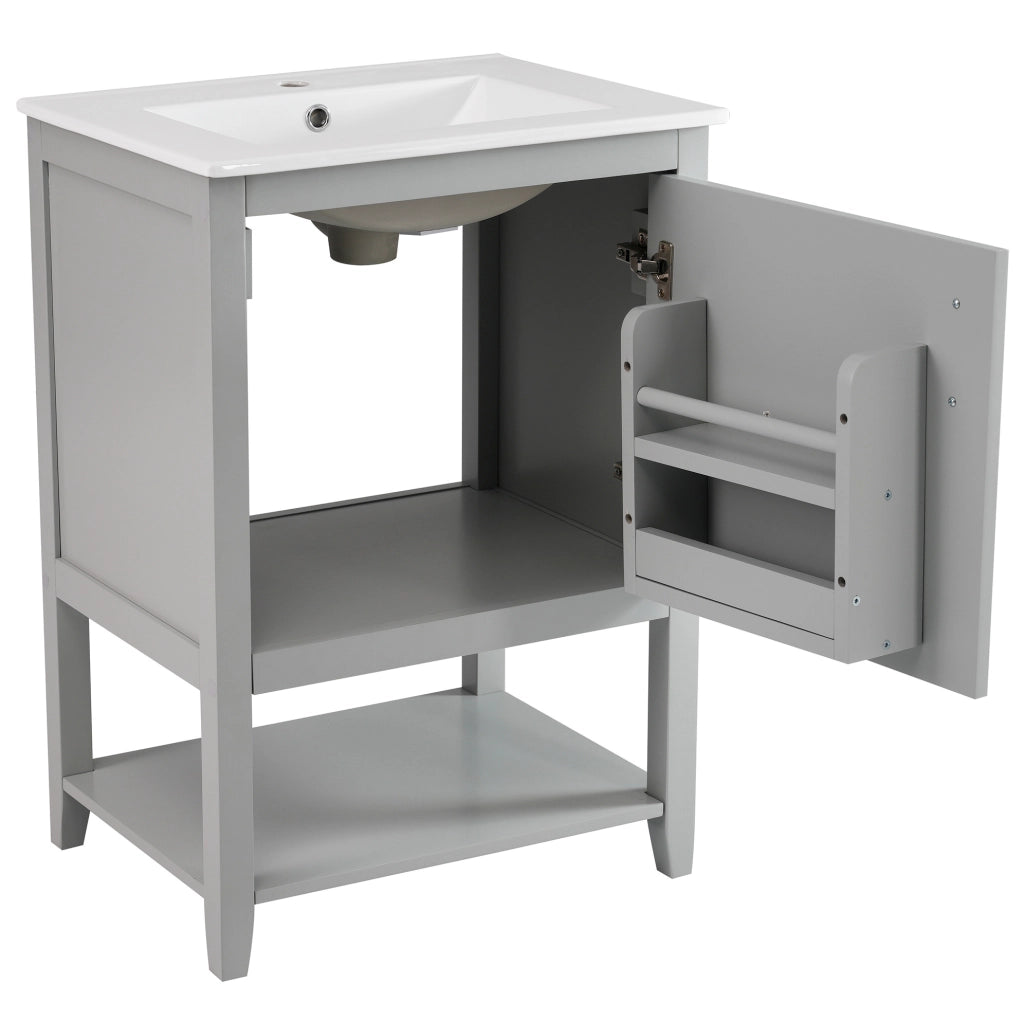 Mobiletto bagno con ripiani in MDF grigio