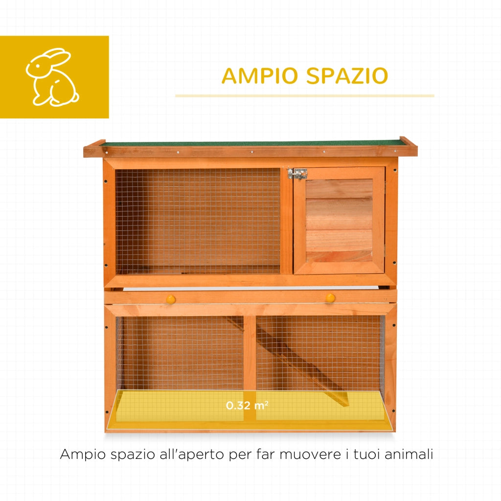 Gabbia Conigli a Due Piani ¨C Minimal ¨C Legno Abete 90x45x80 cm
