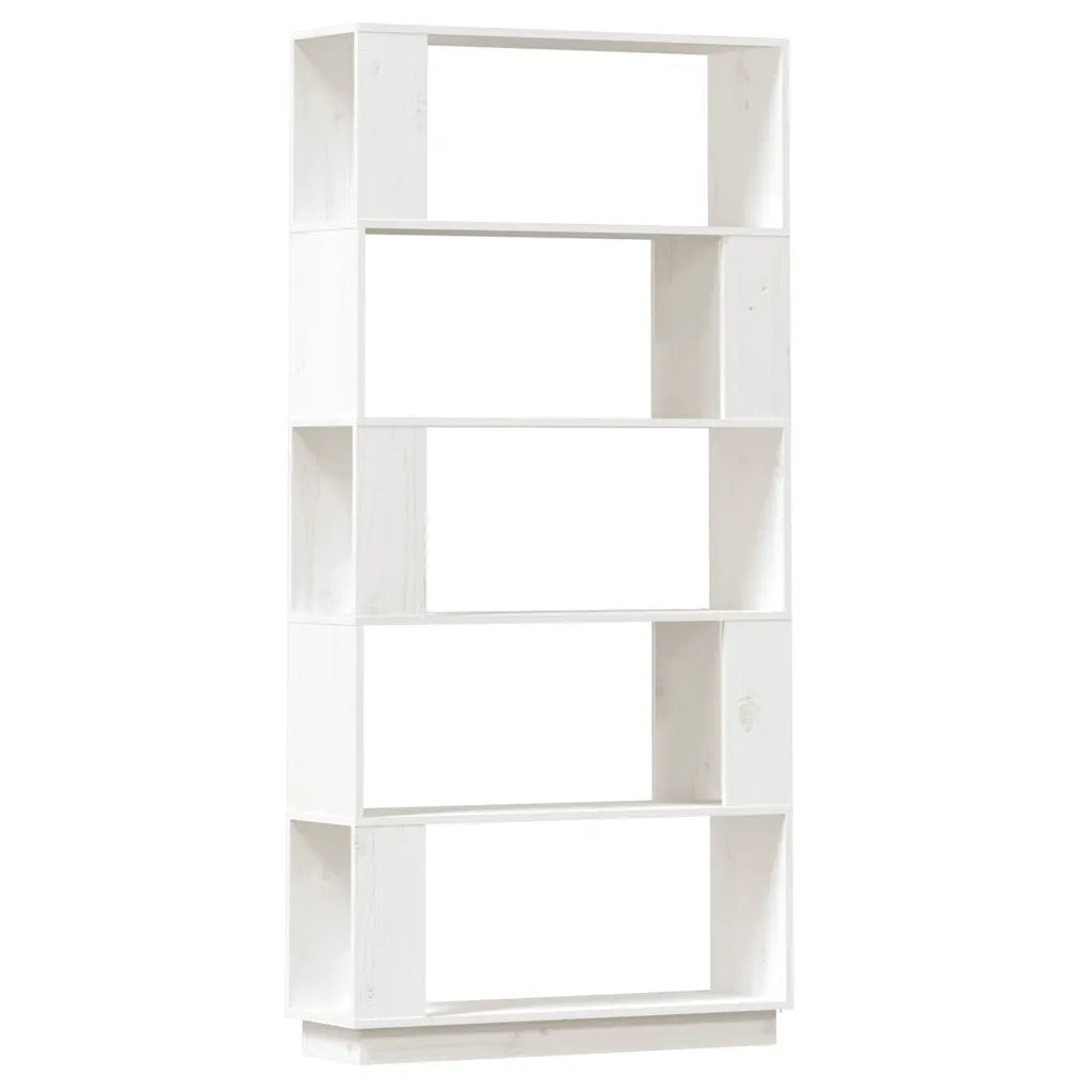 Libreria Divisorio-Scaffale per Libri-Mobile di Stoccaggio Bianco 80x25x163,5 cm Legno Massello di Pino