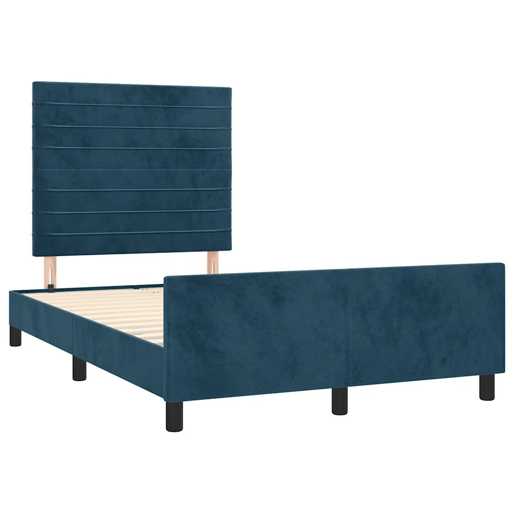 Letto matrimoniale | Letto per adulti | Giroletto senza Materasso Blu Scuro 120x190 cm Velluto