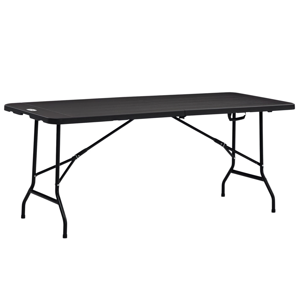 Tavolo da Giardino Pieghevole per 6 Persone in Acciaio e HDPE, 180x75.5x73cm, Grigio Scuro