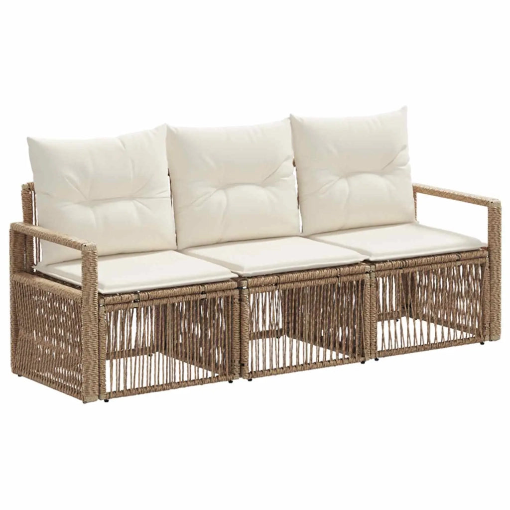 Set Divano da Giardino 3 pz Beige polyrattan 3435630