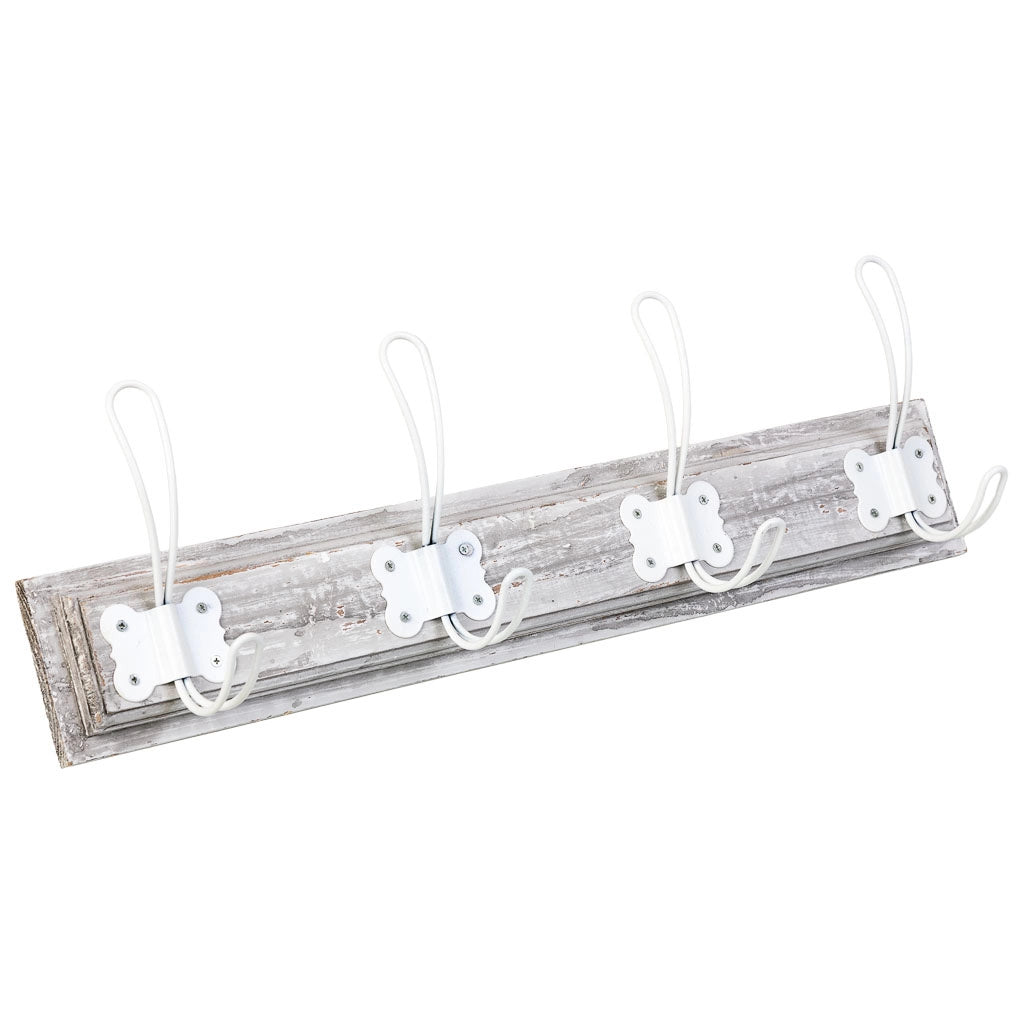 Appendiabiti da parete in legno con 4 ganci 49x2,3x8,2h cm
