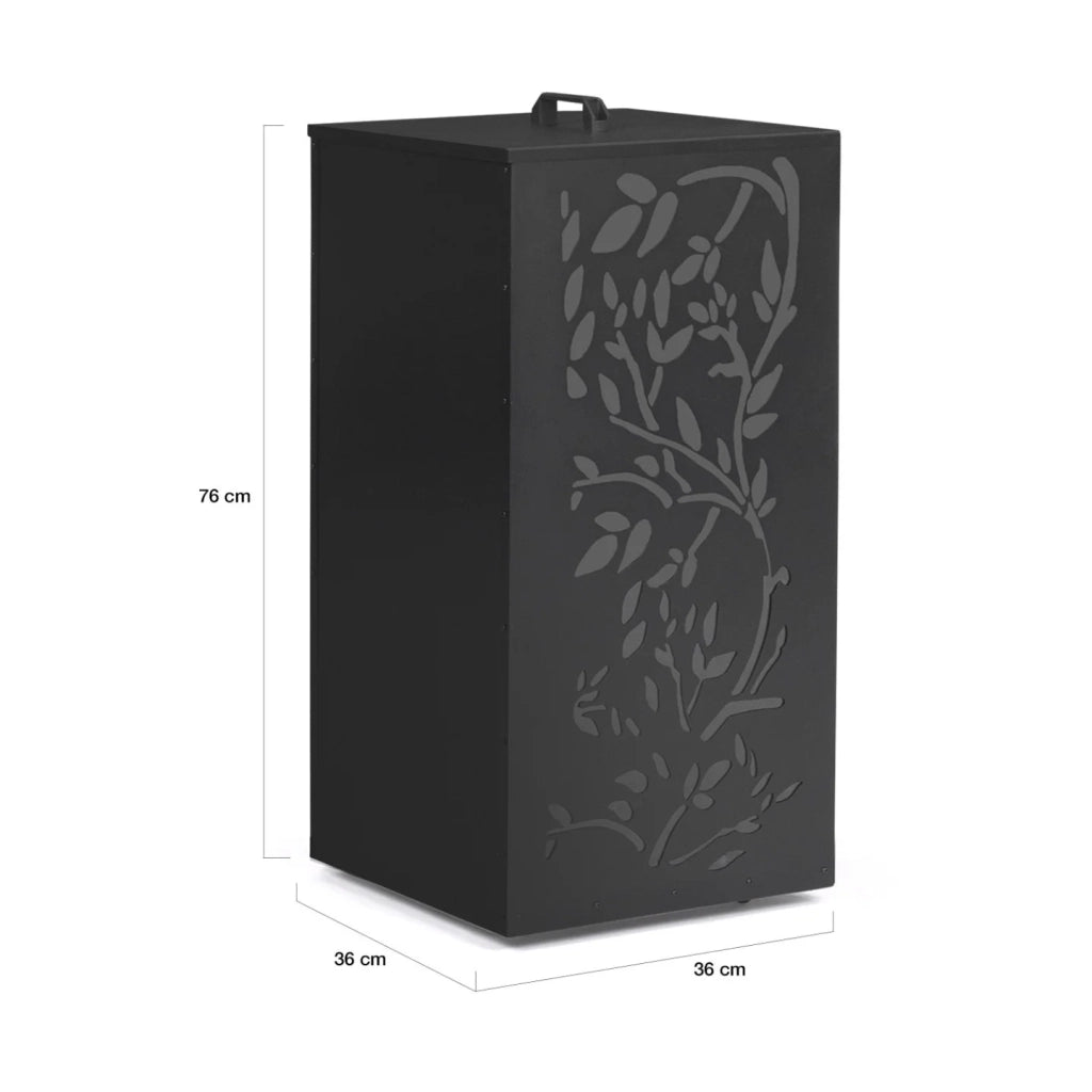 IDMarket - Contenitore per pellet 45 kg nero 36 x 36 x 76 cm - motivo floreale