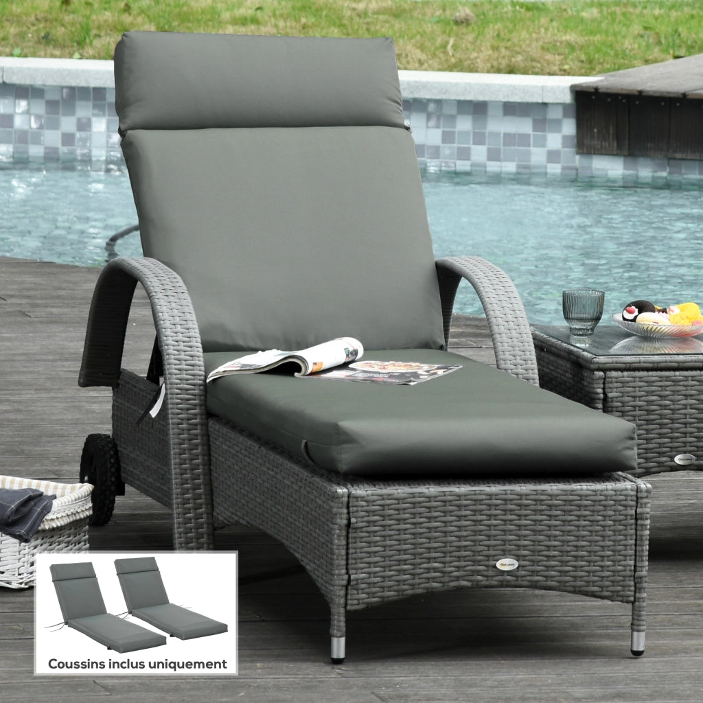 Cuscini per Chaise Longue ¨C Minimal ¨C Grigio Scuro 196x55 cm