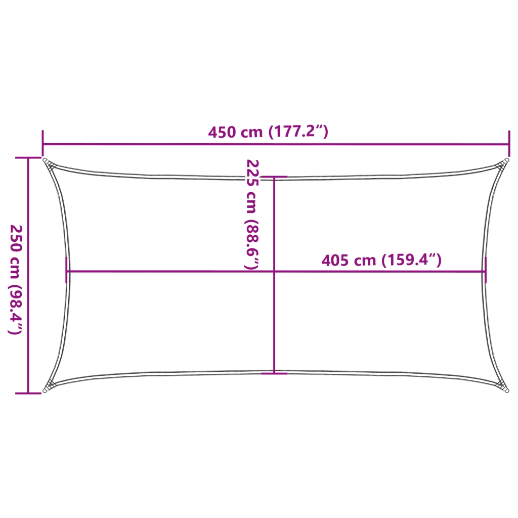 Vela Parasole | Telo Ombra | Vela da ombra 160 g/m2 Rettangolare Sabbia 2,5x4,5 m in HDPE
