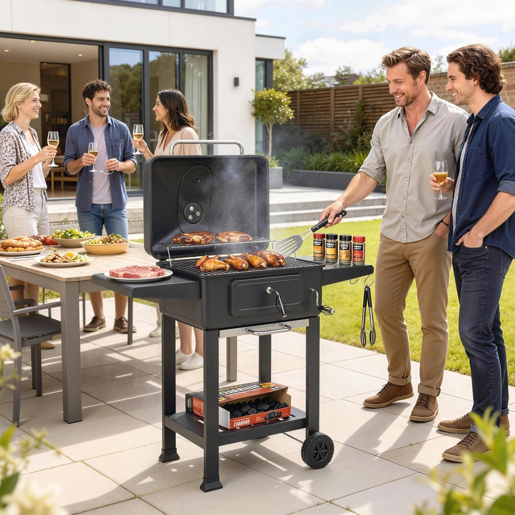 Barbecue a carbone con coperchio e termometro ¨C Minimal ¨C Grigio